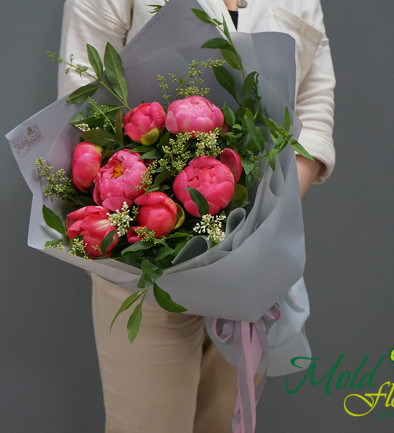 Bouquet of Coral Dutch Peonies photo 394x433